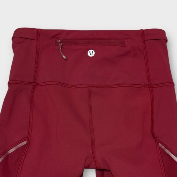 NWT Lululemon Run With The Sun Crop 4 Rosewood Luxtreme Mesh NEW Leggings - Picture 5 of 10